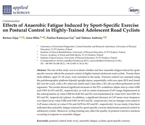 #Nauka: Czy zmęczenie anaerobowe pogarsza kontrolę równowagi u dorastających kolarzy szosowych?