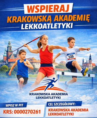 Wspieraj Krakowską Akademię Lekkoatletyki – przekaż 1,5% podatku